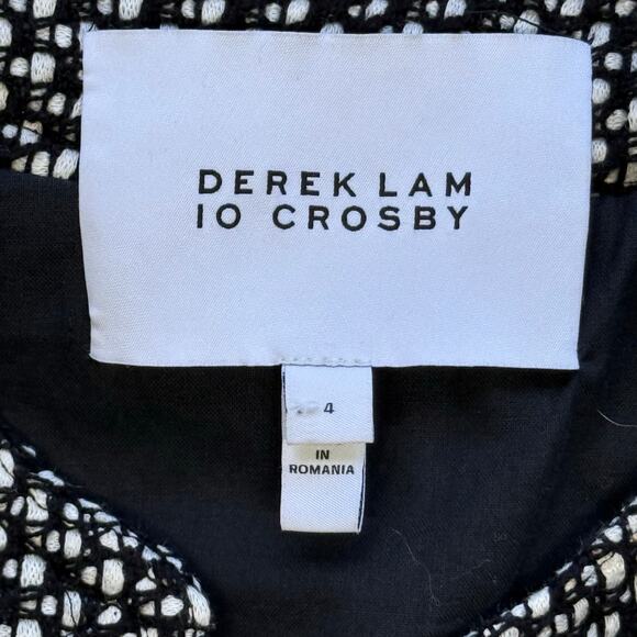 Derek Lam 10 Crosby Tassel-Trim Tweed Linen-Blend Jacket White/Black Size 4 - Picture 6 of 15